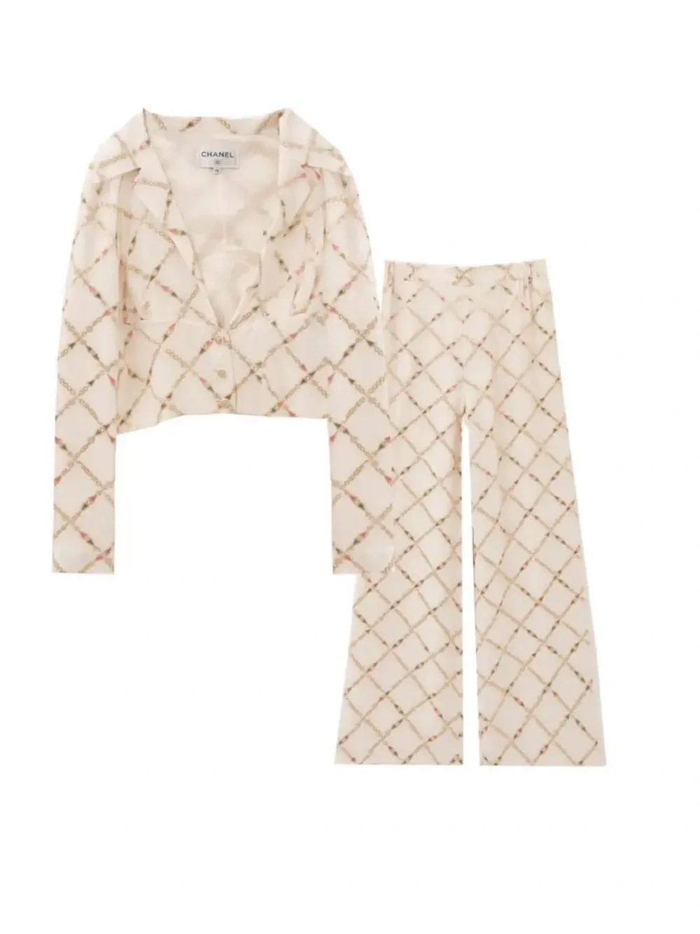 RARE CHANEL RUNWAY 2023/2022A CRUISE 100% SILK & REAL GOLD Sz 38 LIKE NEW PANT